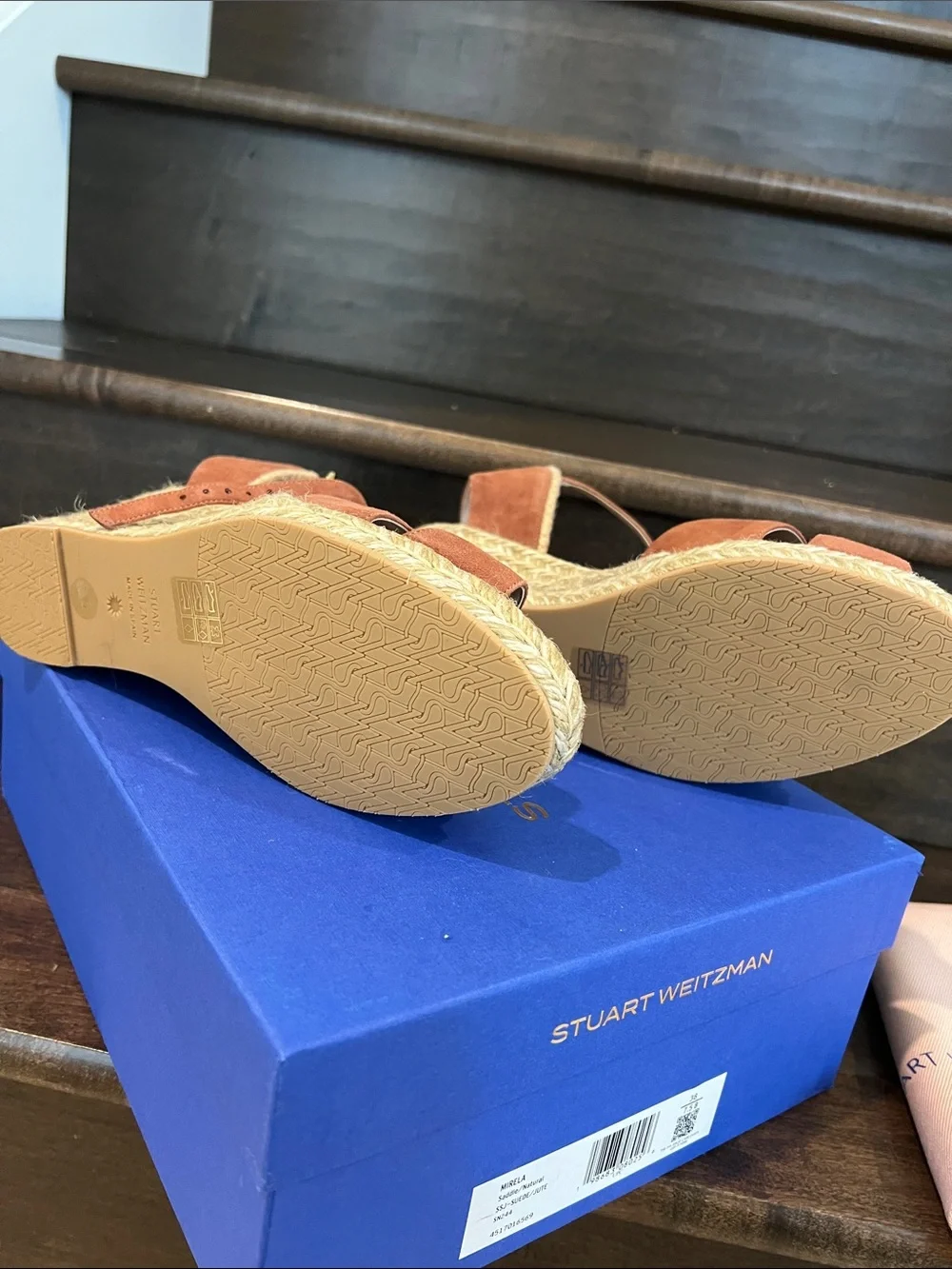 Stuart Weitzman Mirela Espadrille Wedge Sandals with Ankle Strap NWT